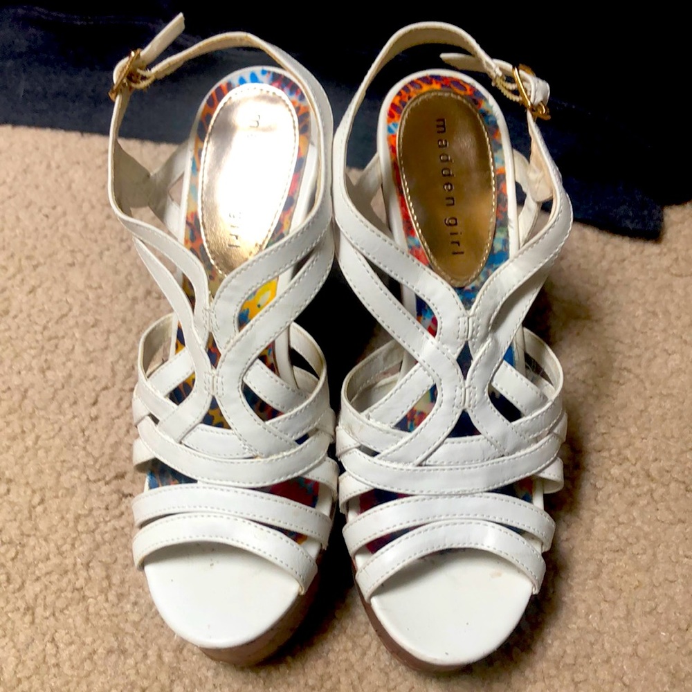 White, Strappy wedges